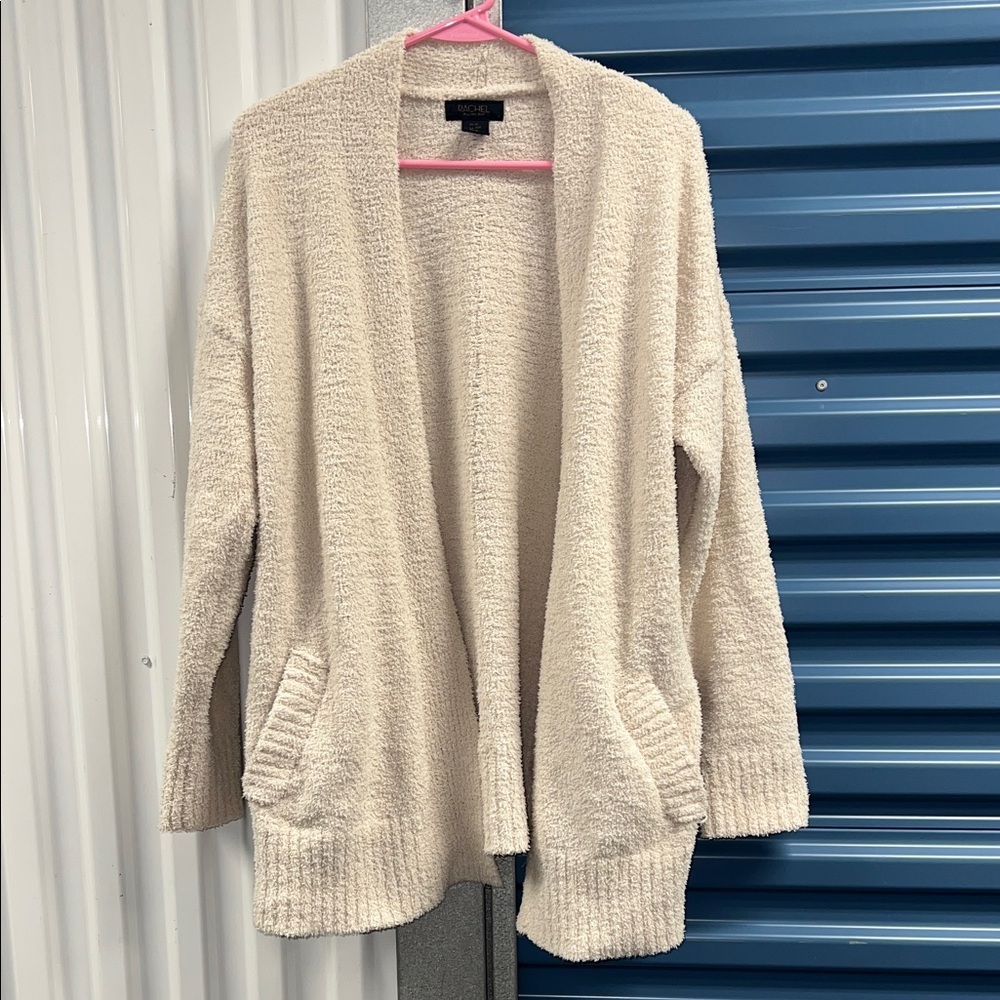 RACHEL Rachel Roy Cream Plush Open-Front Cardigan